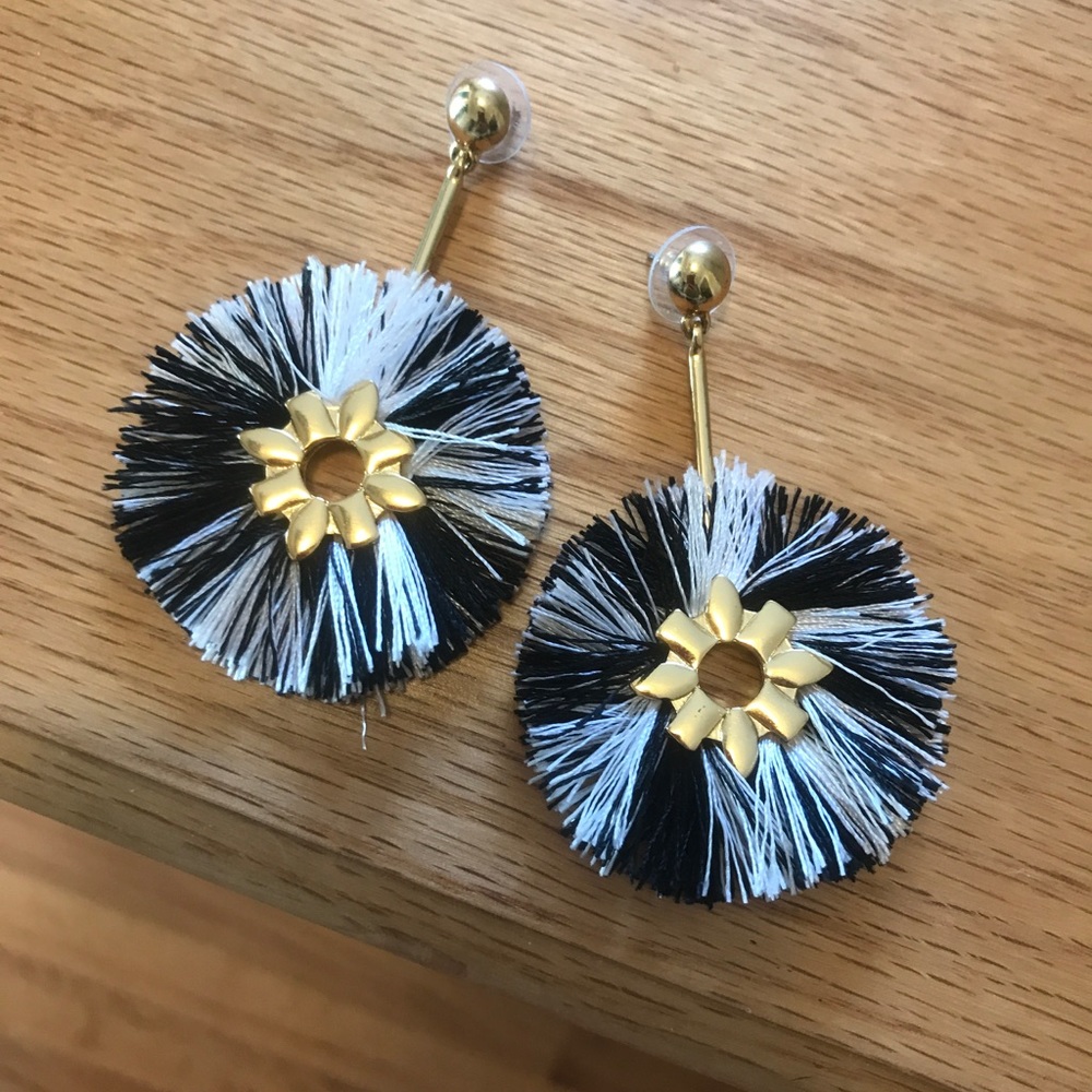 Baublebar black & white fringe earrings